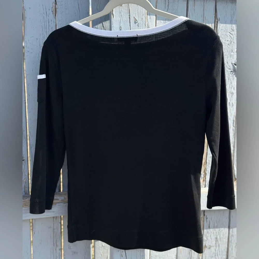 Lauren Ralph Lauren Black Shirt Small Women’s Boat Neck Basic Chic Elegant Style - Picture 6 of 6